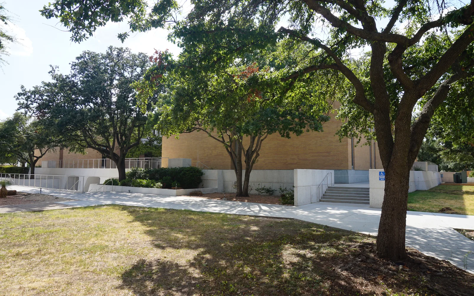 Academic building on a university campus with brick architecture